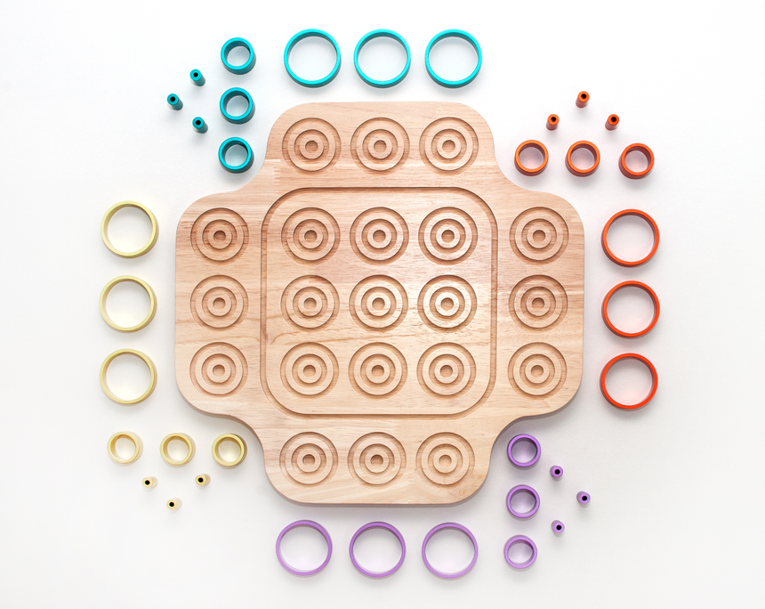 Otrio Inventor's Edition: Rubberwood (Mid-Mod Aluminum Ring Set)